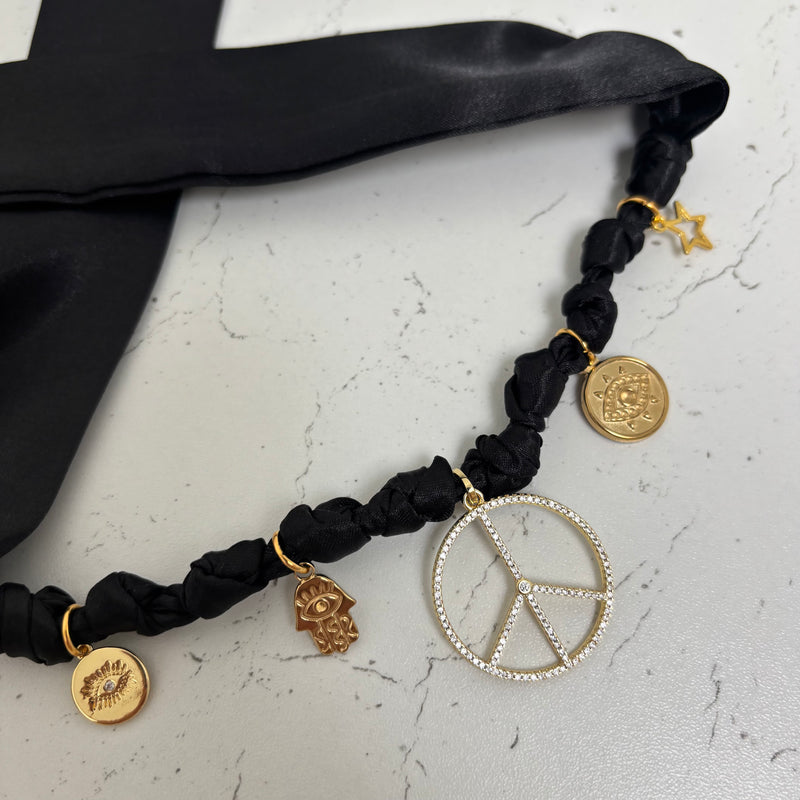 PRE ORDER TLB Charm Necklace Satin - Luna Black