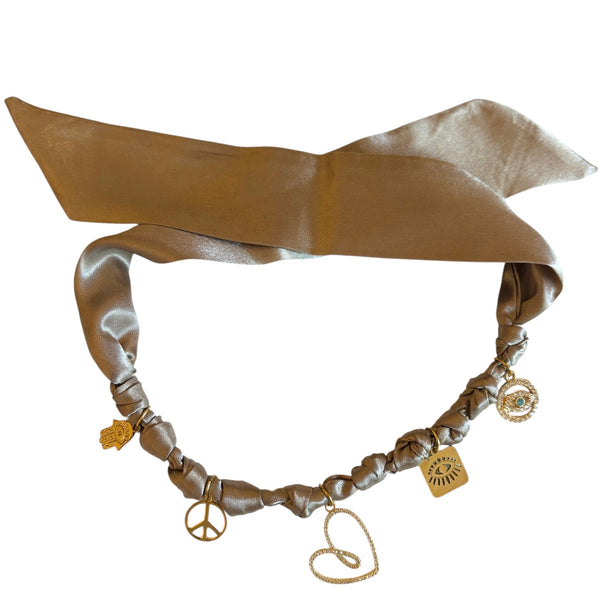 TLB Charm Necklace Satin - Heart Beige