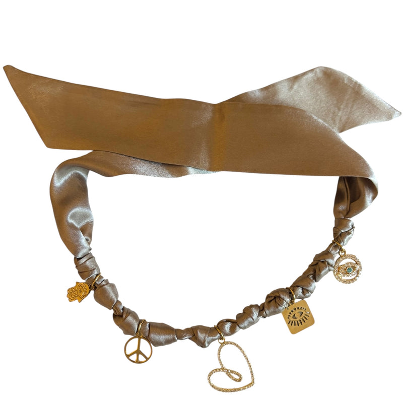 TLB Charm Necklace Satin - Heart Beige