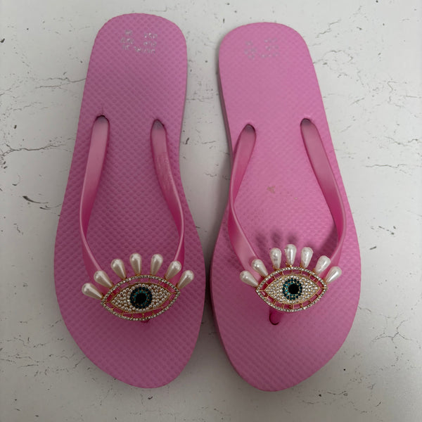 Evil Eye Flip Flops - Pink Pearl