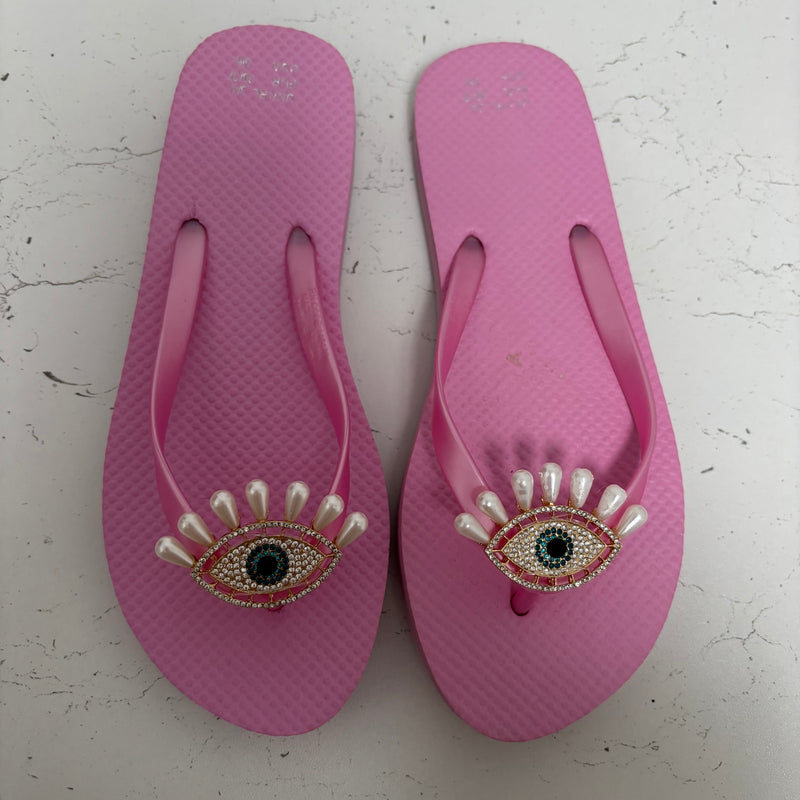 Evil Eye Flip Flops - Pink Pearl