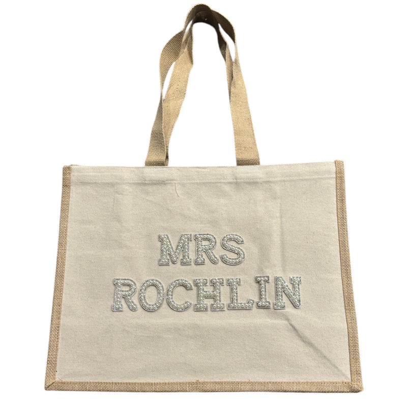 Personalised Canvas Tote Bag - Pearl letters