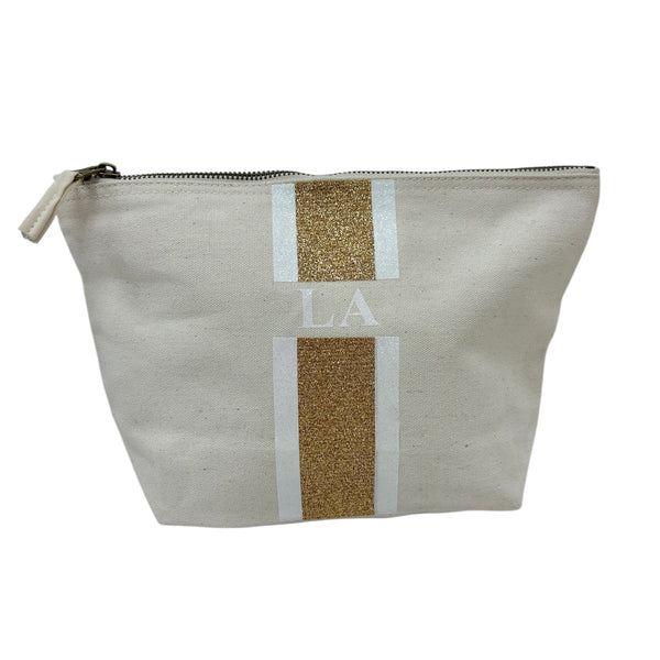 Personalised Pouch - Glitter gold/white