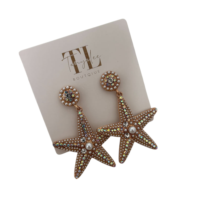 TLB Starfish Crystal Earrings