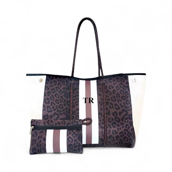 Neoprene Tote Bag - Leopard Brown