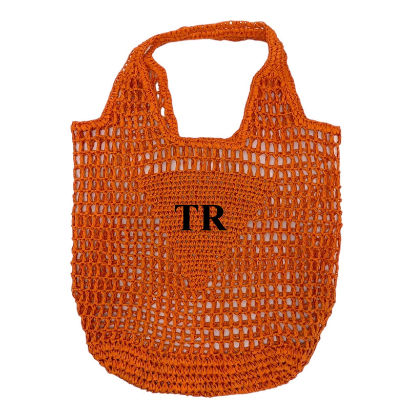 BROOKE Raffia Tote Bag - Orange