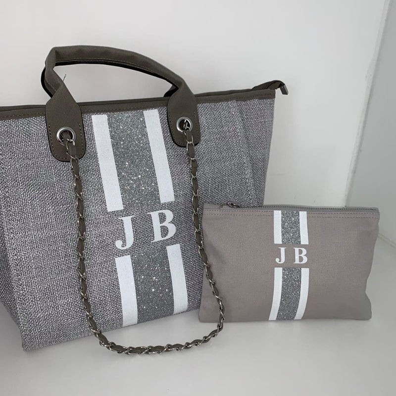 TLB Glitter Chain Tote Bag Gift Set - Grey