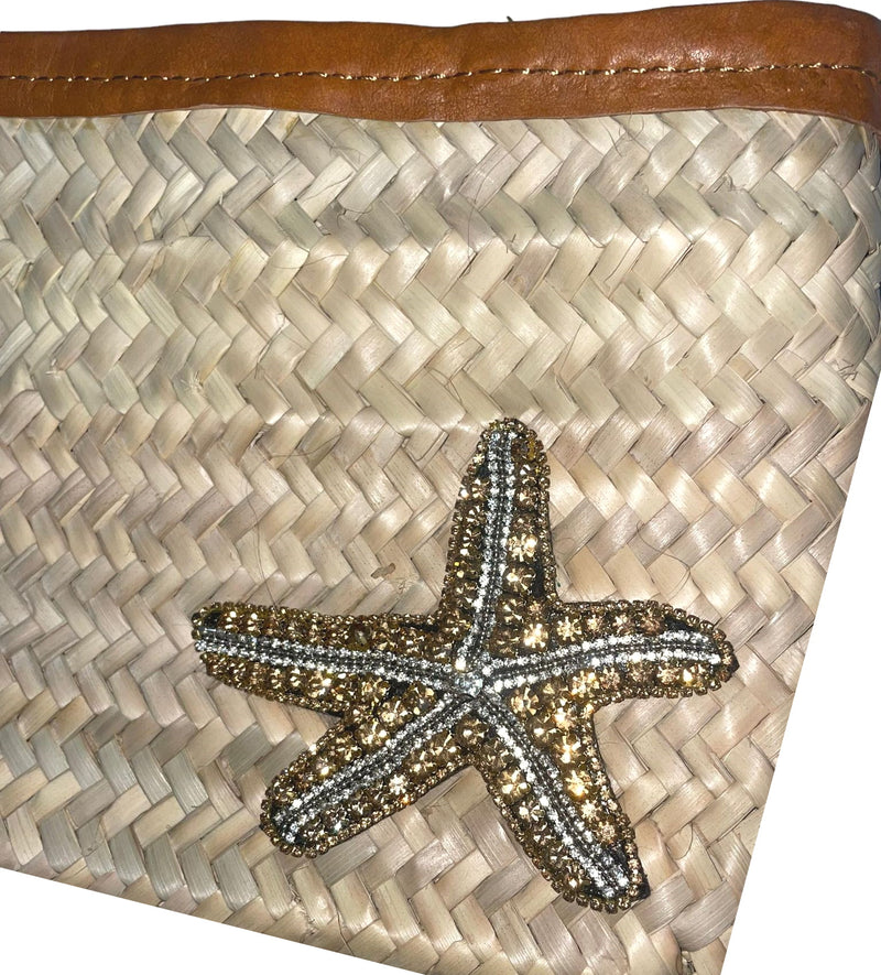 Starfish Crystal Clutch Bag - Raffia