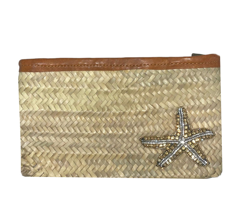 Starfish Crystal Clutch Bag - Raffia