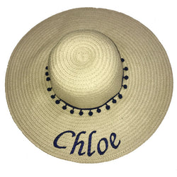 image 1 of Personalised Large NAME Pom Pom Beach Hat