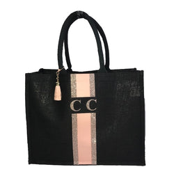 image 1 of LIMITED EDITION Peach and Rose Gold Glitter tote bag BLACK