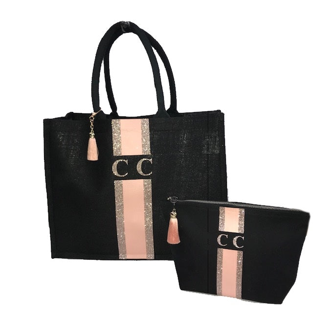 image 1 of LIMITED EDITION Peach and Rose Gold Glitter Set BLACK