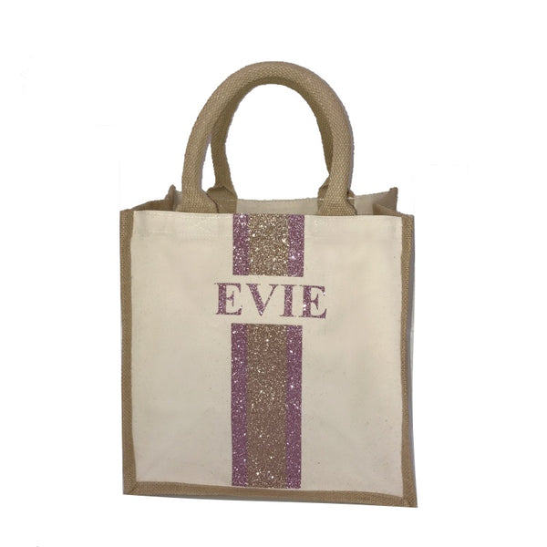 image 1 of Children's Medium GLITTER Personalised Canvas Bag
