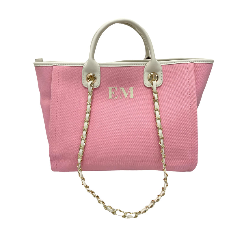 TLB Gold Tote Chain Bag - Pink