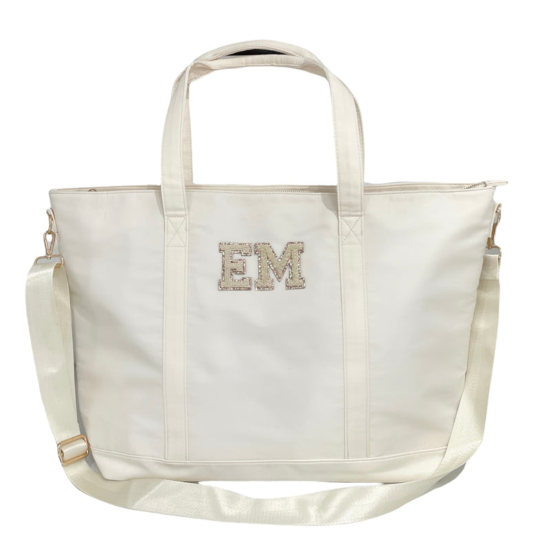 XL Cream Tote Bag - 2 patches