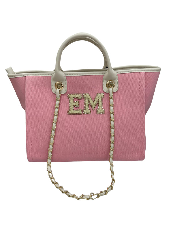 TLB Gold Tote Chain Bag Pink - Patch letters
