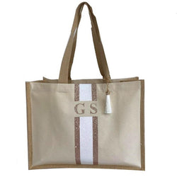 Rose Gold and White Glitter Tote Bag