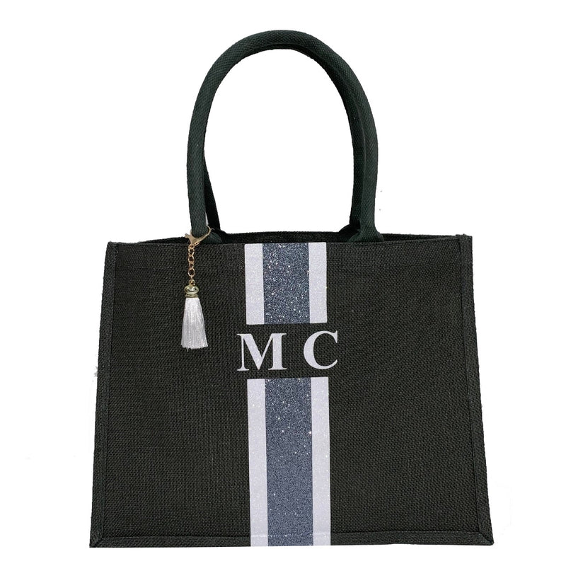 GLITTER Grey and White Tote Bag - Large